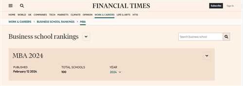 《金融时报》2024全球MBA排名发布！附Top100榜单！